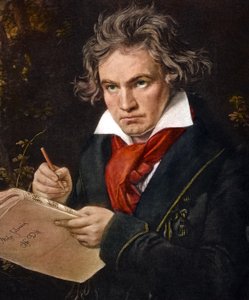 Ludwig van Beethoven holding Missa Solemnis by Joseph Carl Stieler